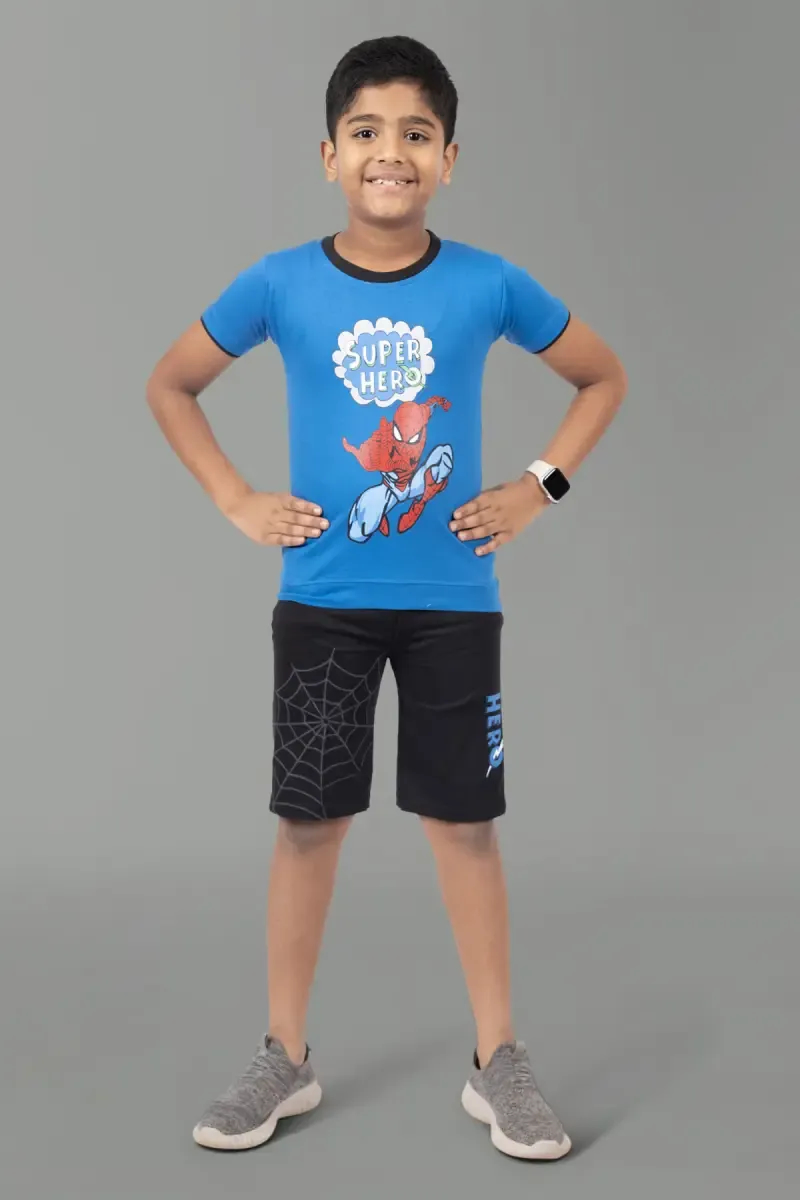 Boy's Printed Cotton T-shirt with Shorts Set (2-Pcs Set)