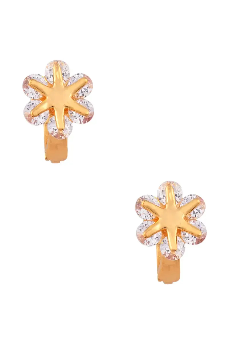 Gold Plated Floral Hoop Earrings for Women