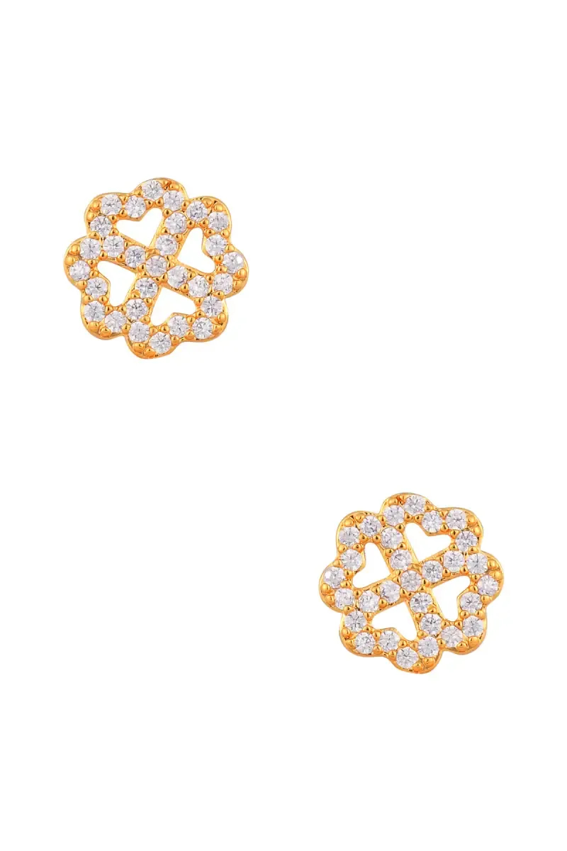 Gold Plated Floral Stud Earrings for Women