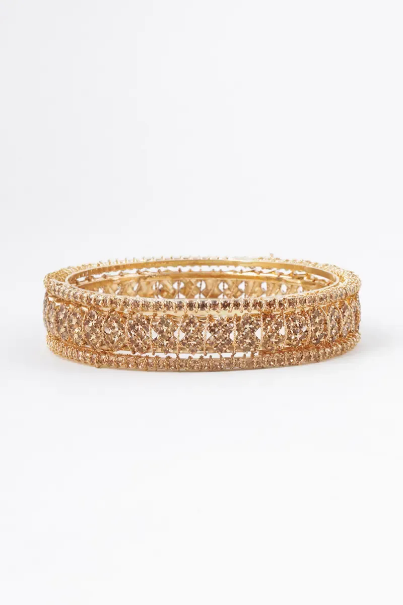 Gold Plated Sparkling CZ Stone Bangles for Women – Set of 6 - Party & Festive Wear
