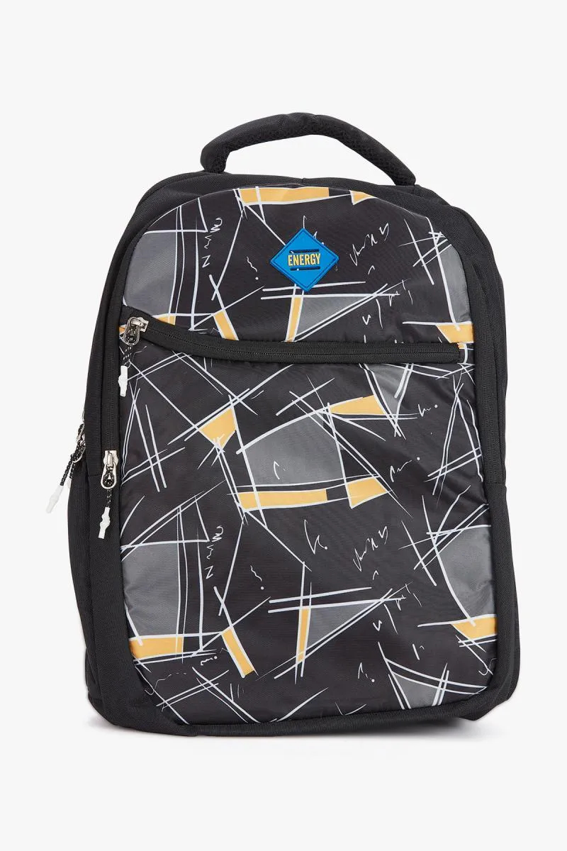Polyester Abstract Printed School Bag for Unisex - Black