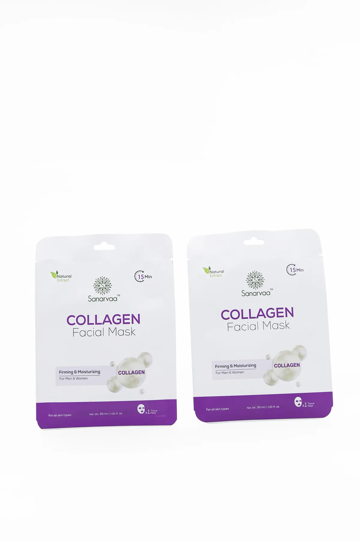 Sanarvaa Collagen Facial Masks - Buy 1 Get 1 Free (30 ml Each)
