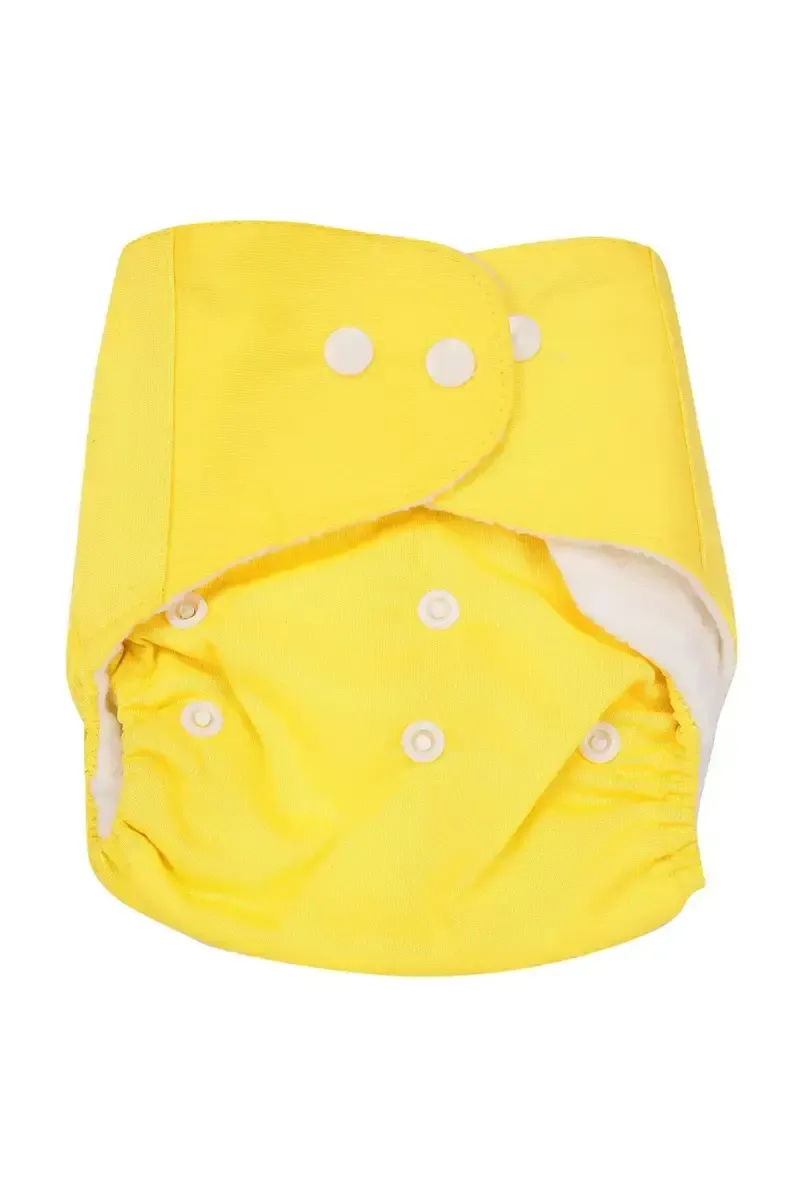 Reusable Baby Diaper with Button Closure - Pack of 1 (yellow)