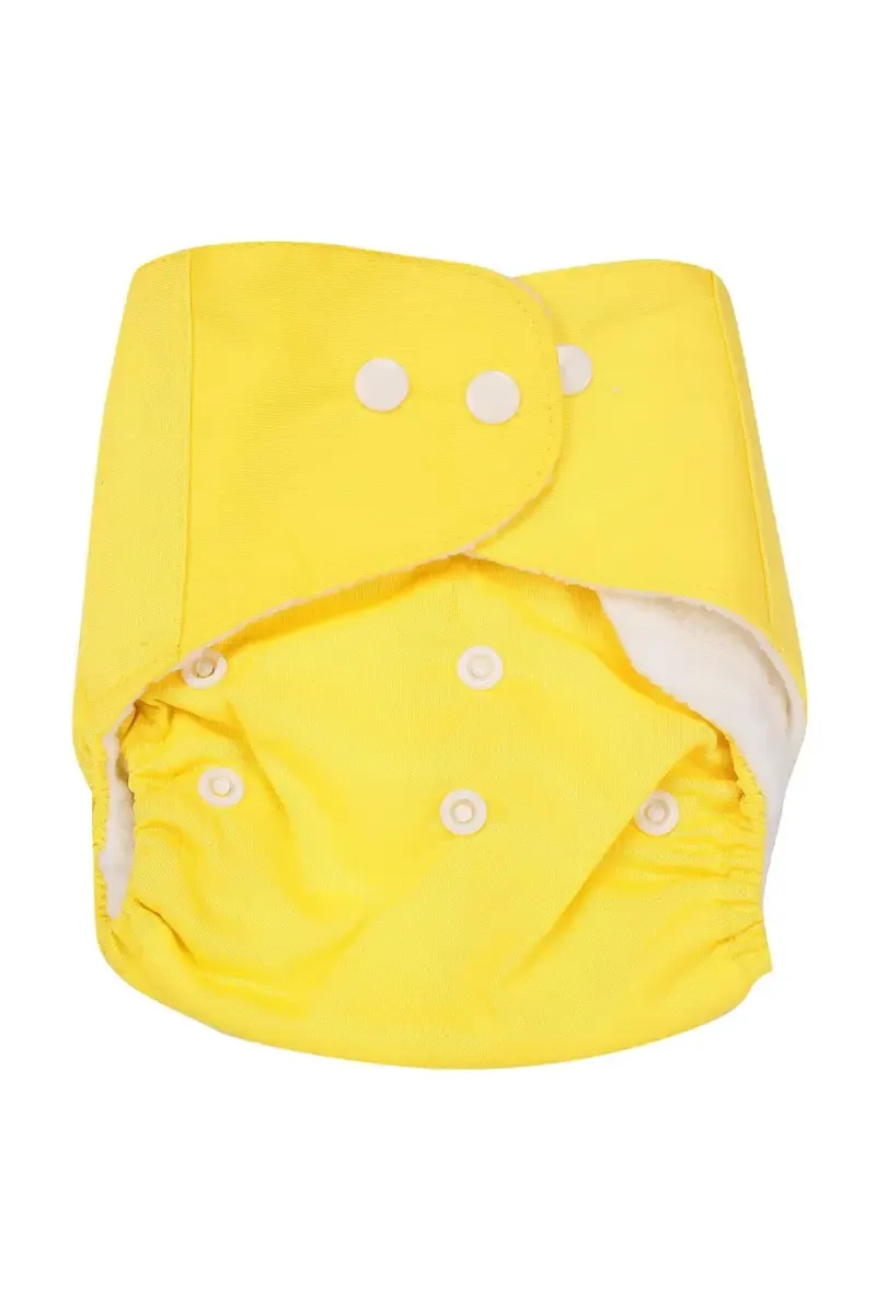 Reusable Baby Diaper with Button Closure - Pack of 1 (Yellow)