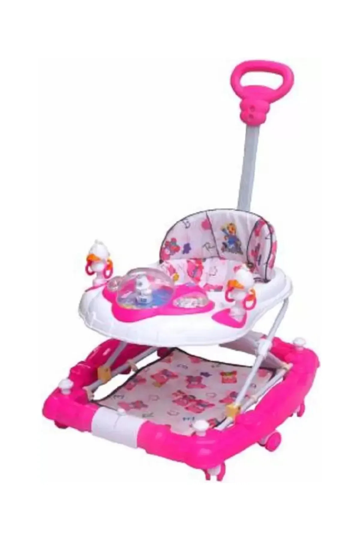 6 in 1 Baby Walker, Foldable with Musical Activity Tray (Pink)