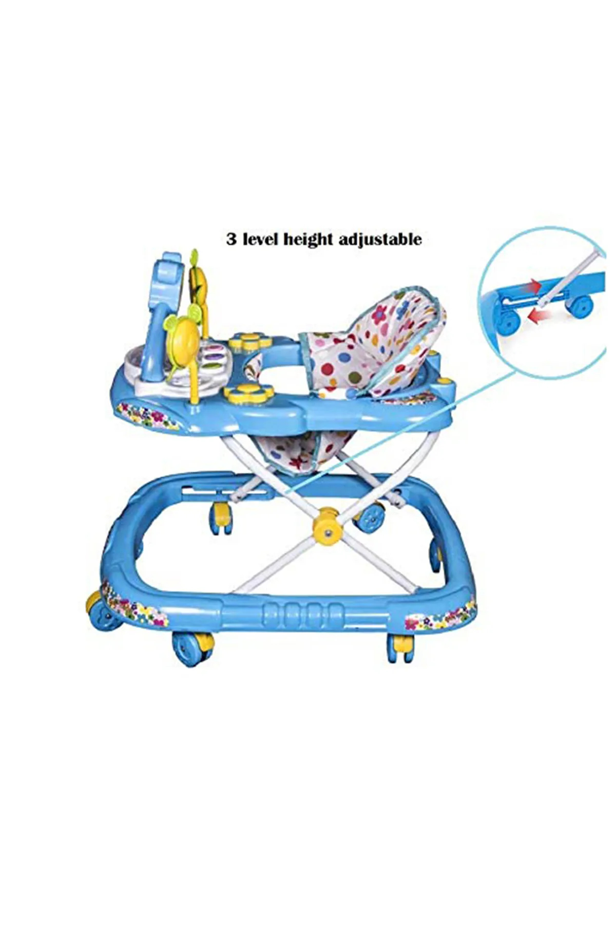 Chun-Mun Teddy Musical Walker Folding & Height-Adjustable Walker (Blue)