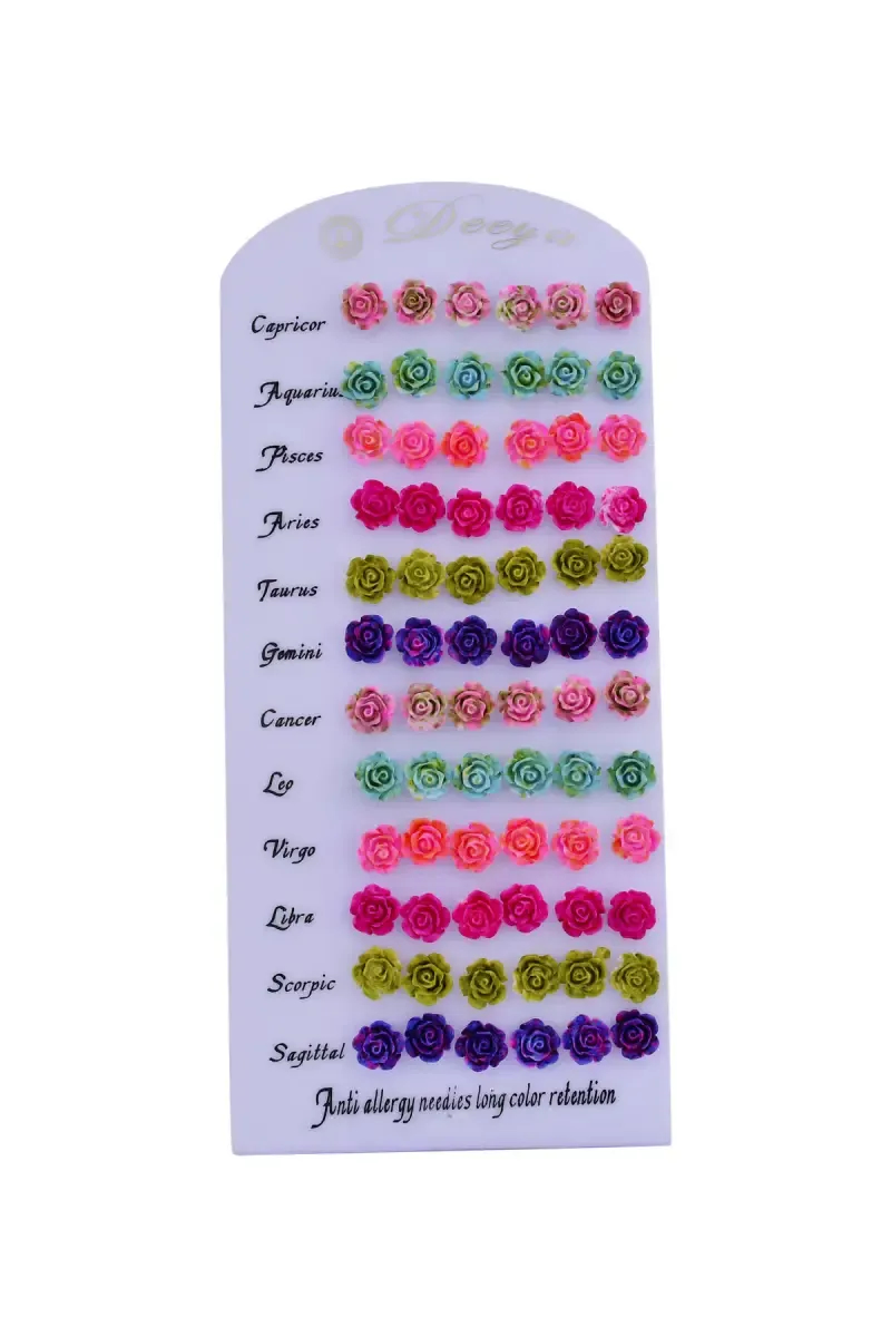 Colorful 36 Pairs of Flower Stud Earrings for Girls & Women