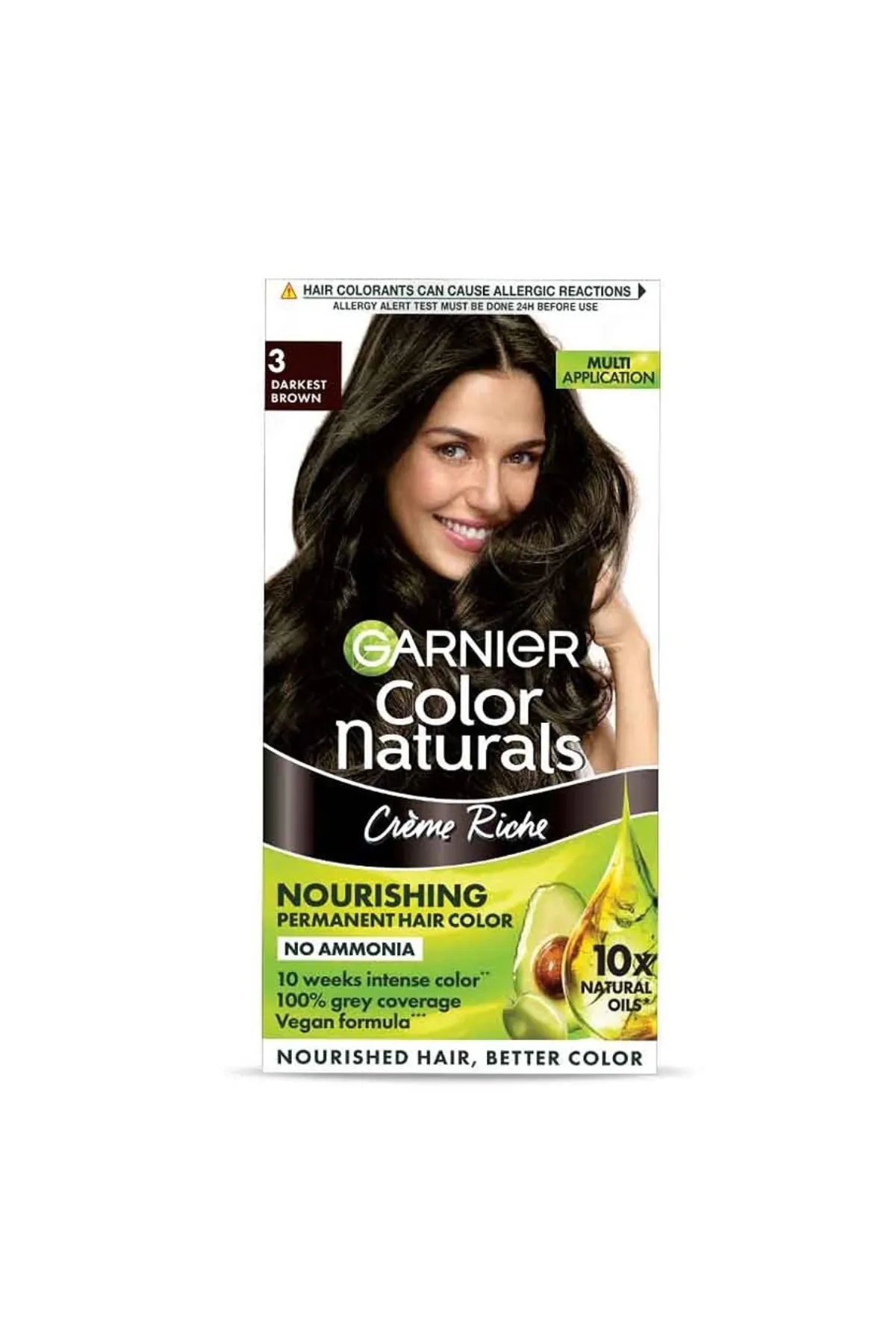 Garnier Color Naturals Crème Riche Hair Color – 60g + 60ml + 10ml (Darkest Brown)