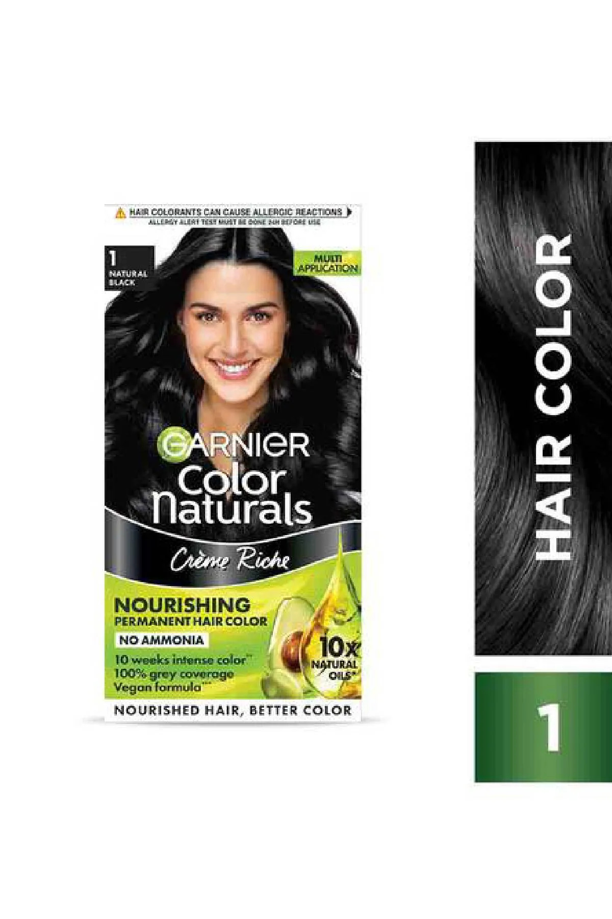 Garnier Color Naturals Crème Riche Hair Color – 60g + 60ml + 10ml (Natural Black)