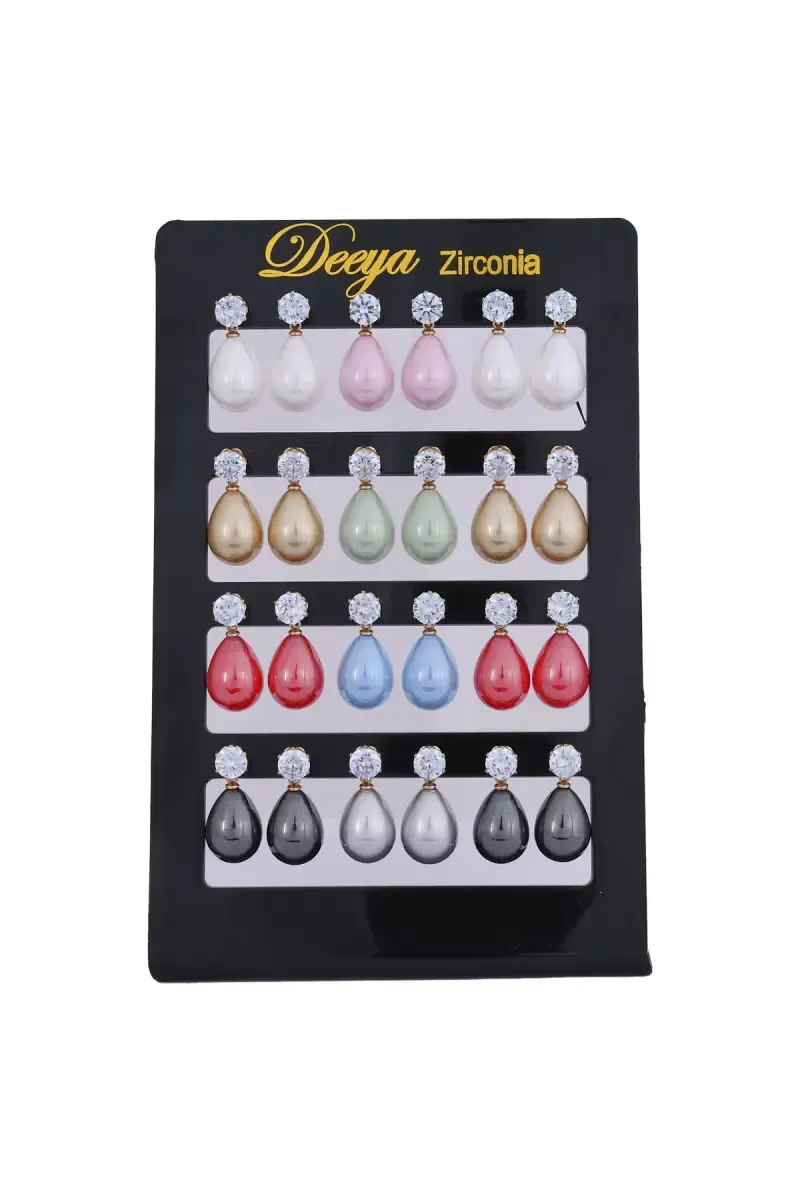 Stunning 12 Pairs of Teardrop Stud Earrings for Girls & Women