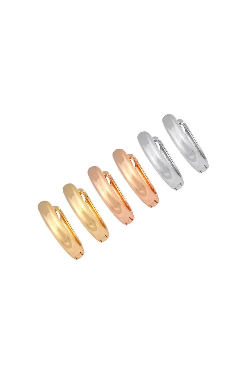 Plain Hoop Style Earrings - Set Of 3 