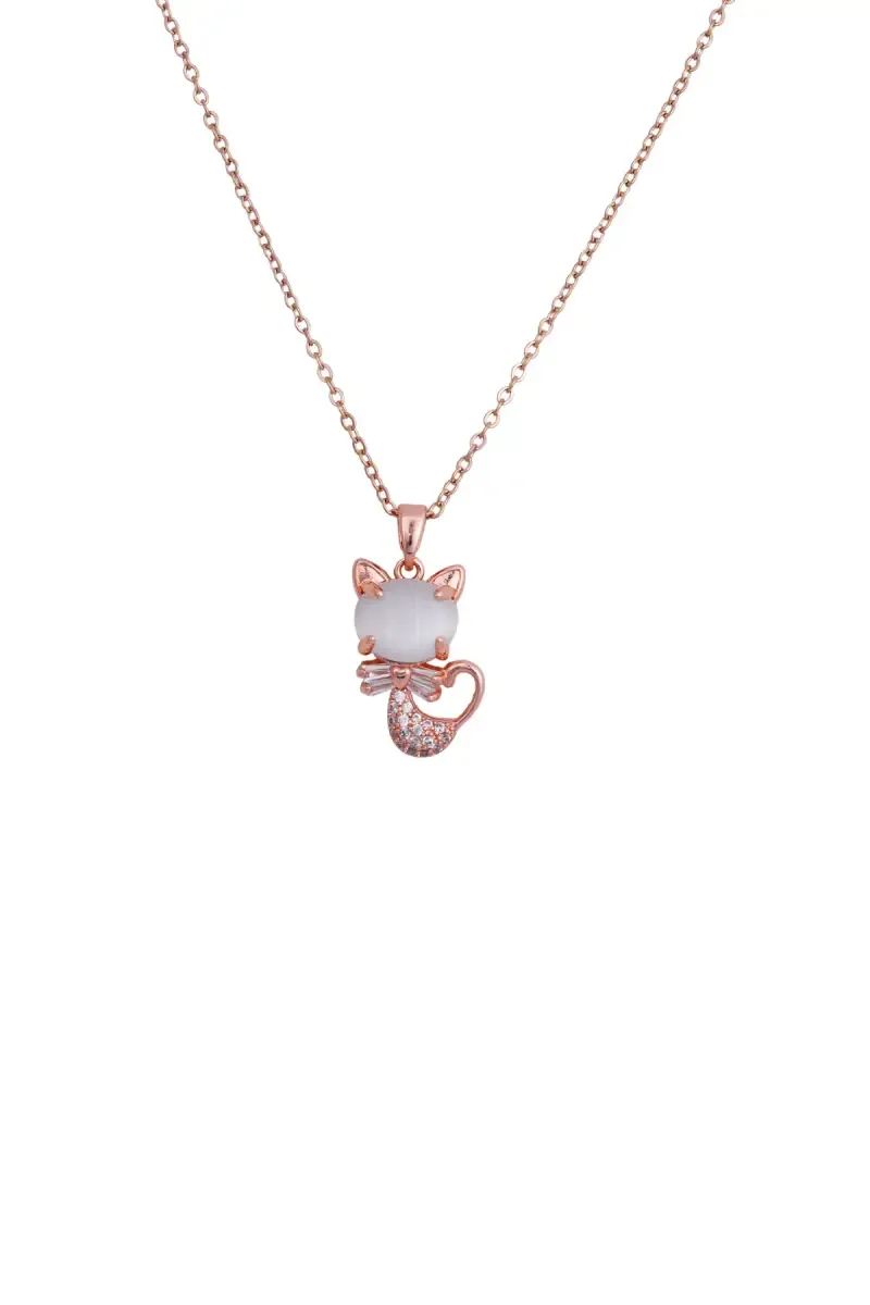 Cubic Zirconia Cat Shape Pendant Chain for Women
