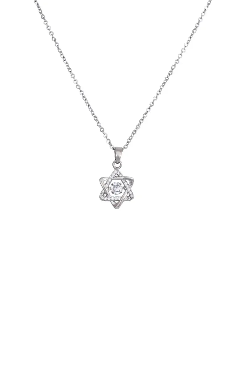 Silver Dancing Stone Star Pendant Chain for Women