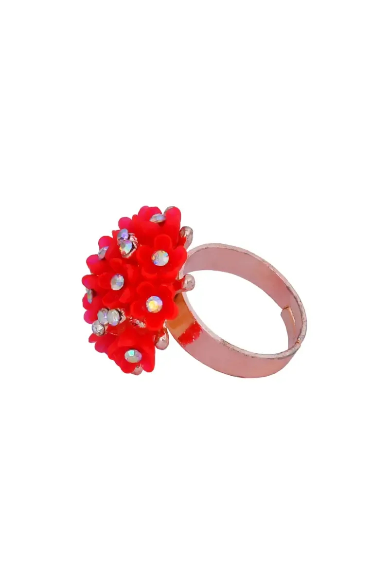 Rose Gold Floral Design Adjustable Ring for Women