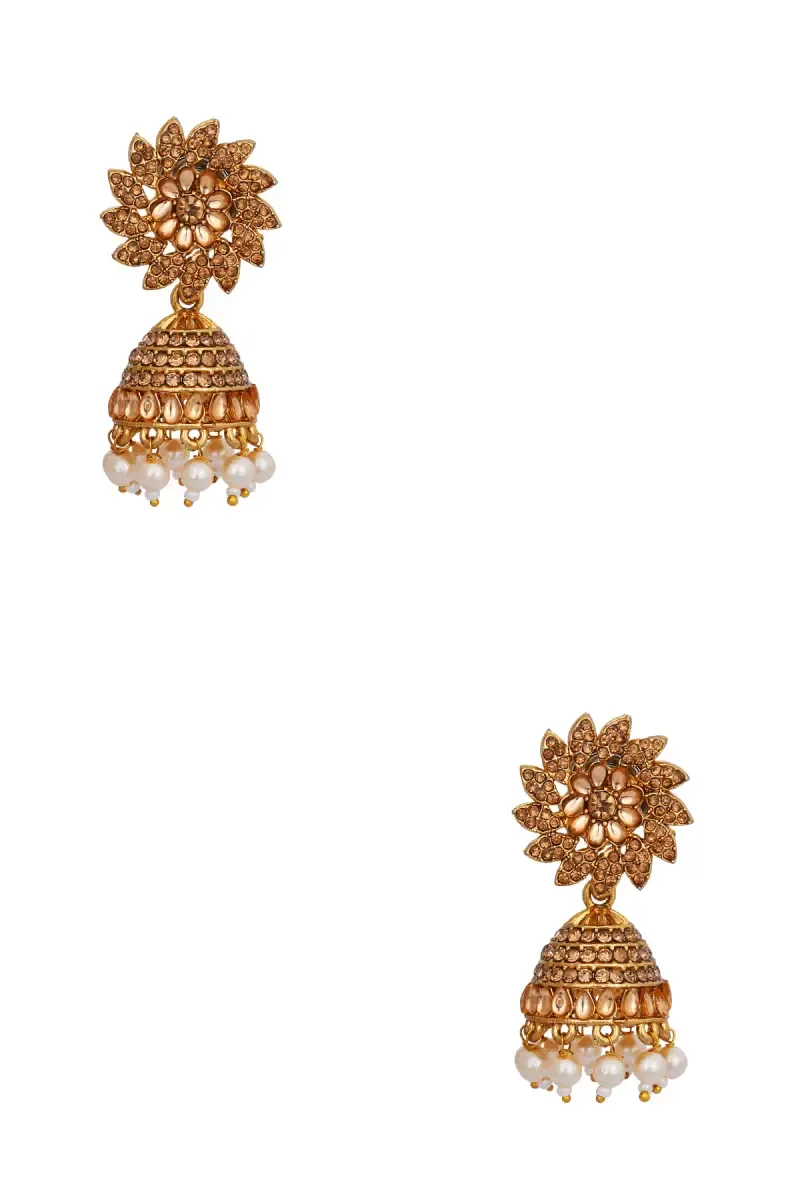 Traditional Floral Design Jhumki Earrings for Women