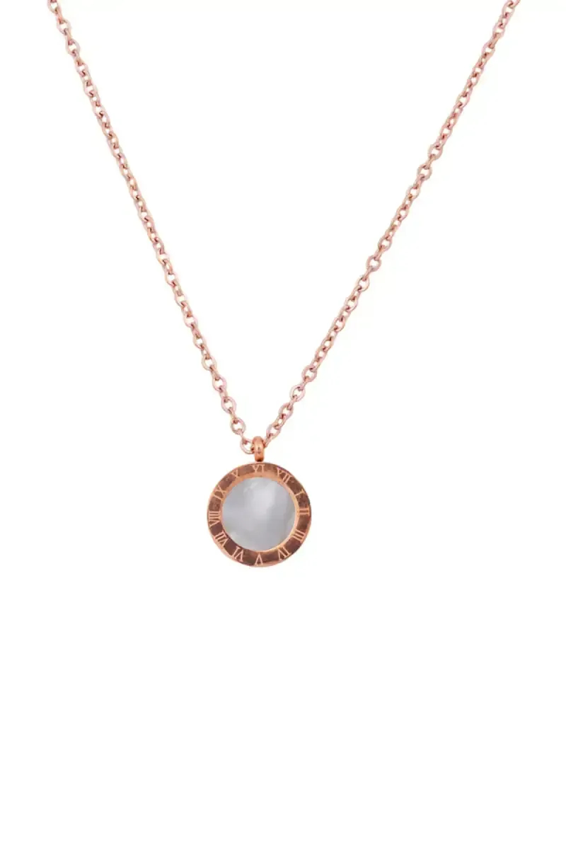 Reversible Roman Numeral Pattern Pendant Chain for Women