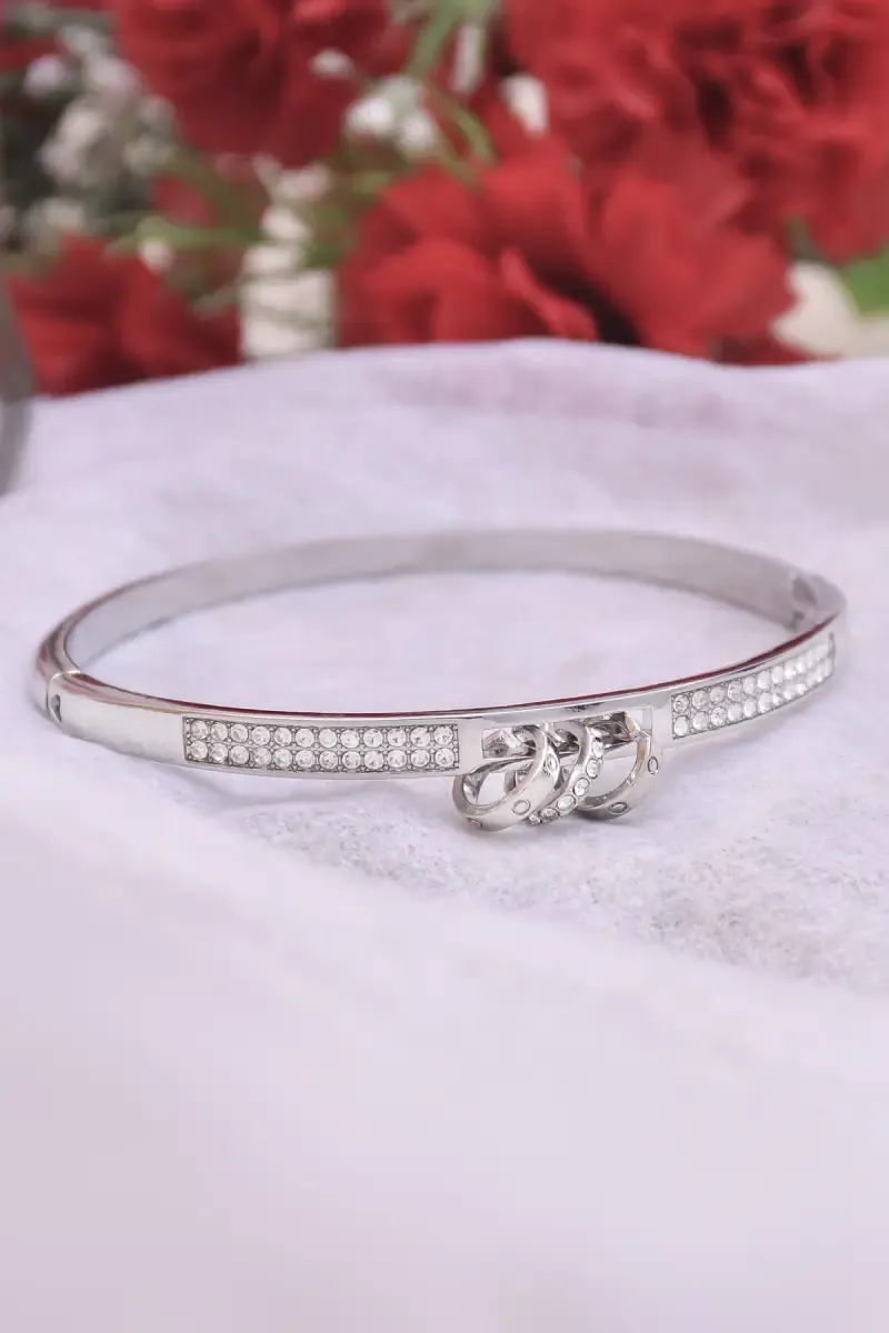 Silver Plated Two Ring Friendship Bracelet 
