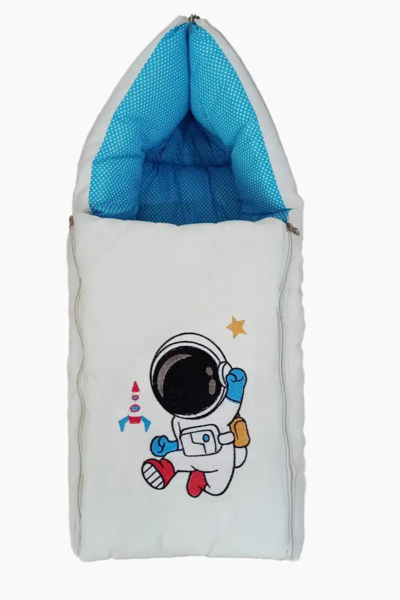 Nagar International Attractive Embroidered Pattern Sleeping Bag For Babies (Sky Blue)