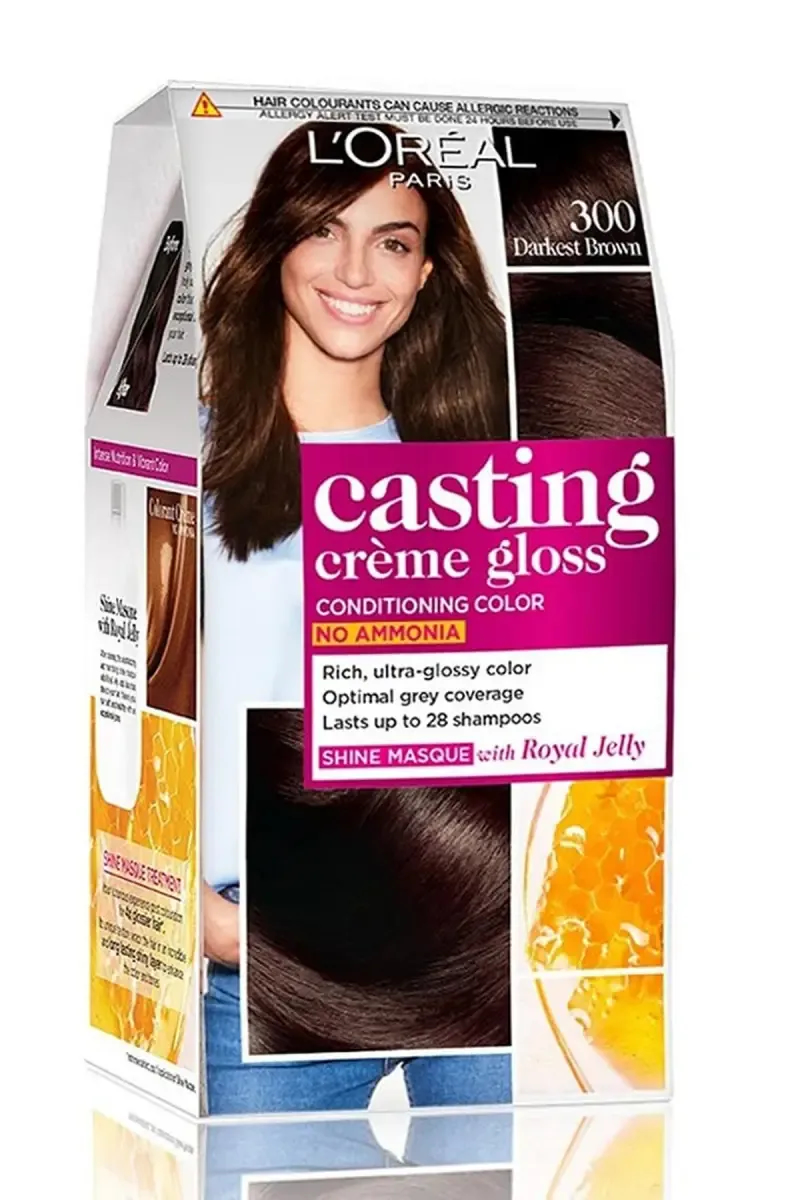 L'Oreal Paris Casting Creme Gloss Hair Color (Darkest Brown) - 87.5g+72ml