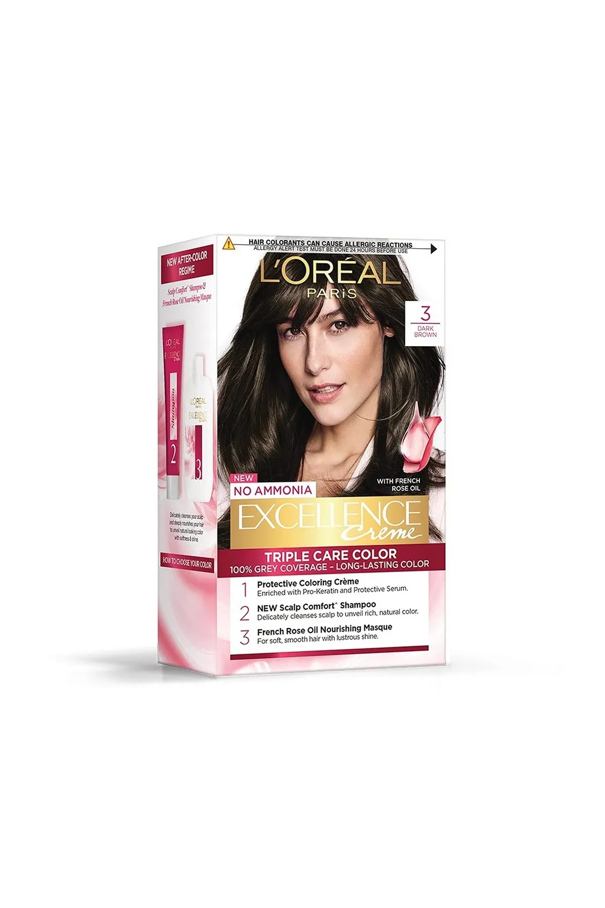 L'Oréal Paris Excellence Crème Triple Care Hair Color (Dark Brown) - 72ml+100g