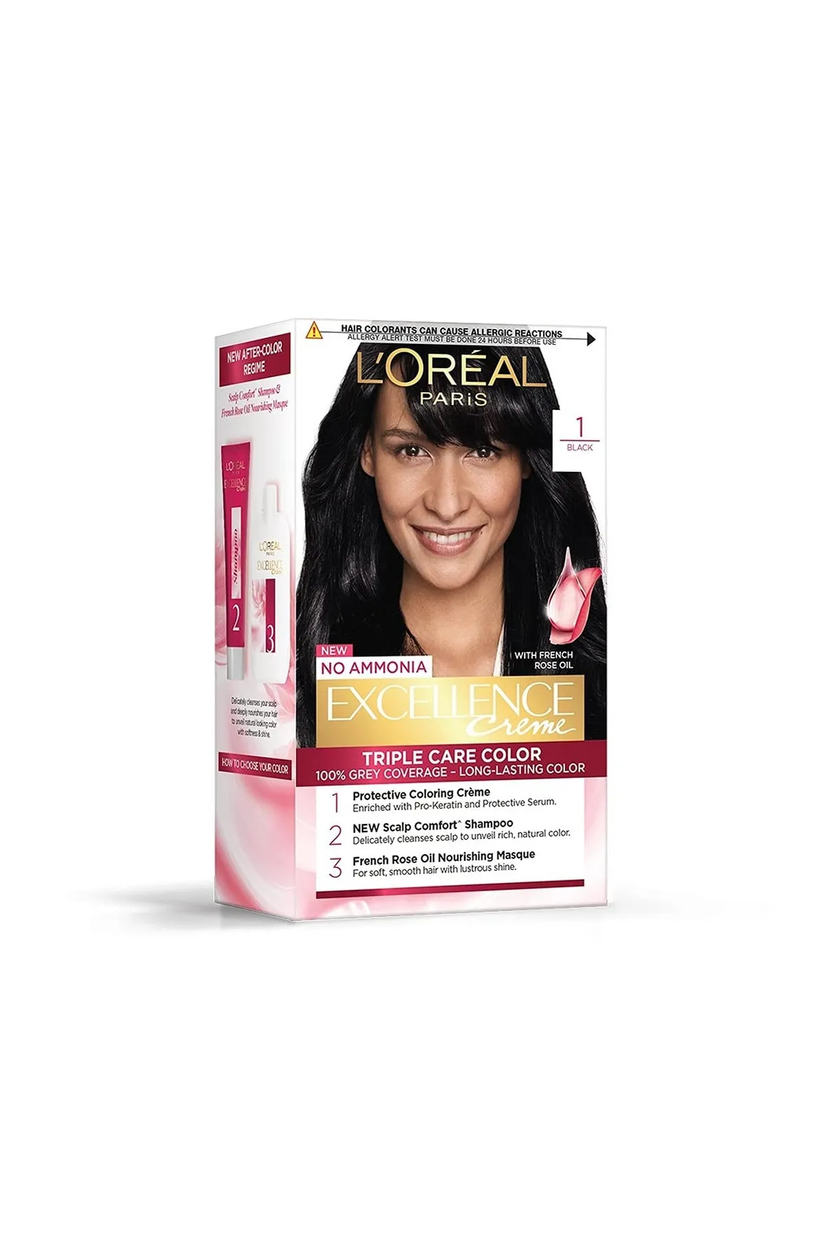 L'Oréal Paris Excellence Crème Triple Care Hair Color (Black) - 72ml+100g