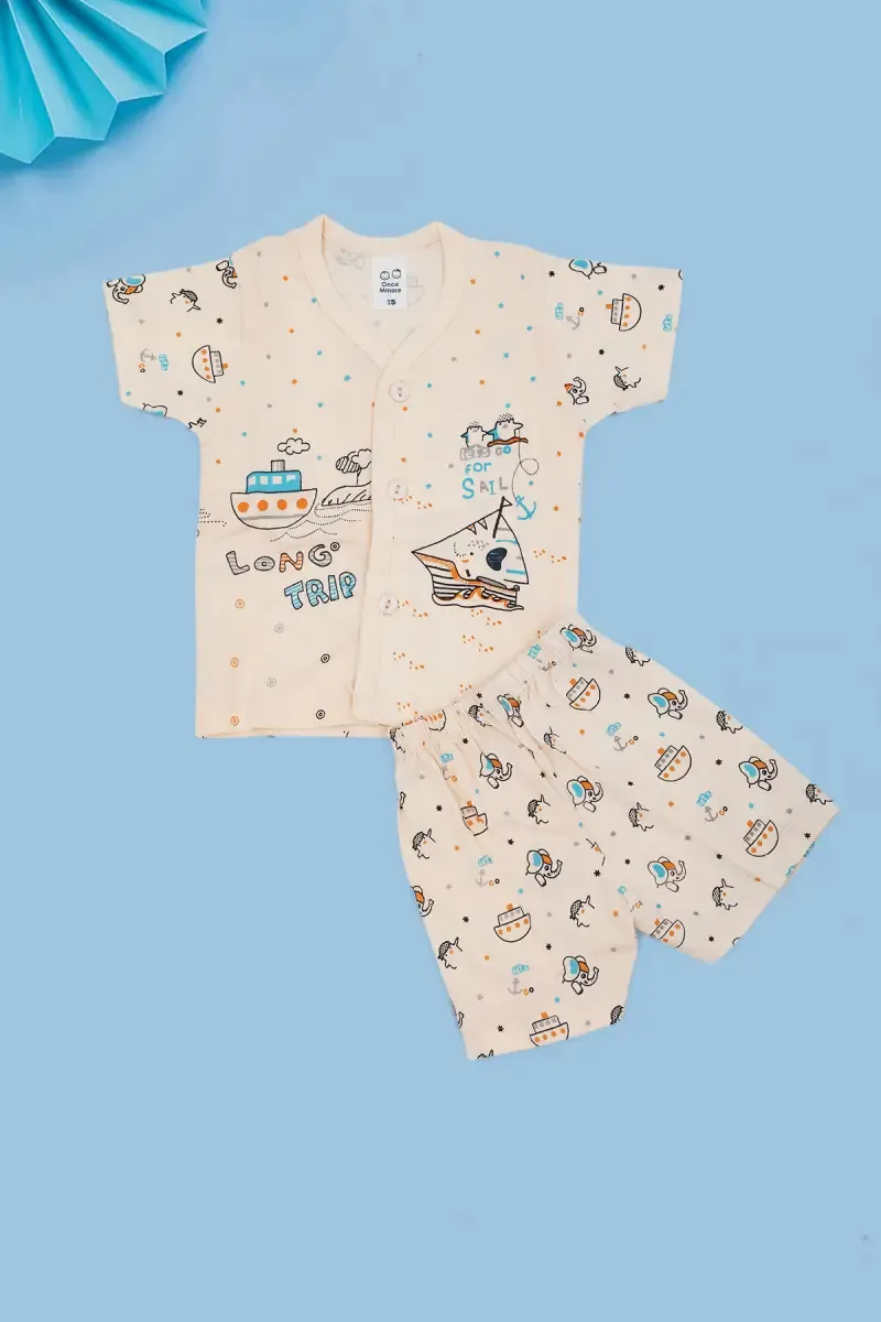 Just Born Cotton Shirt with Shorts (2-Pcs Set)