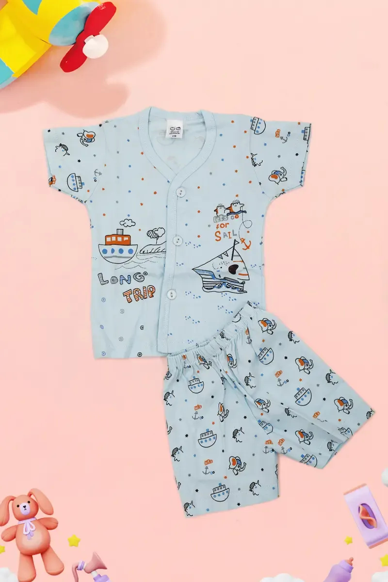 Just Born Cotton Shirt with Shorts (2-Pcs Set)