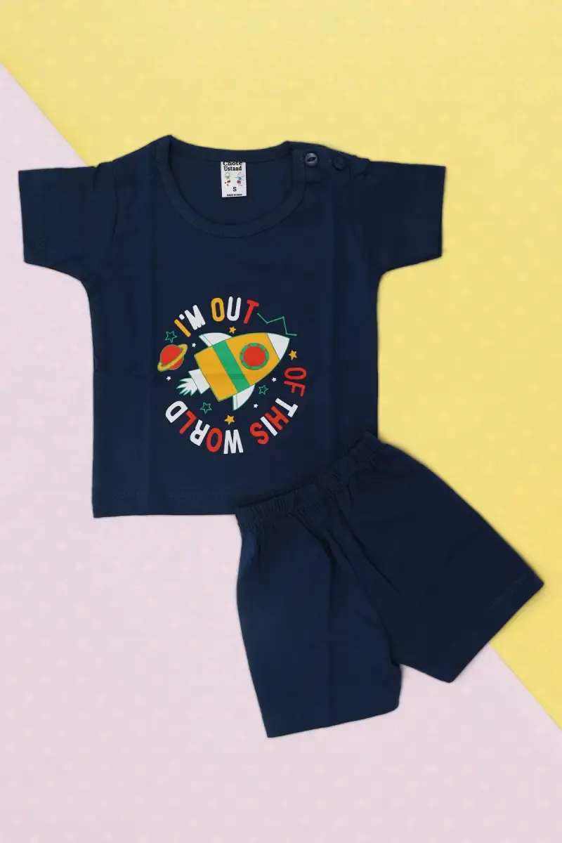 Just Born Cotton Printed T-Shirt with Shorts Set (2-Pcs Set)