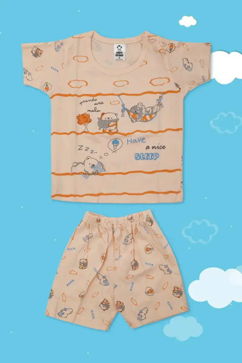 Cotton T-shirt with Shorts Set for Just Born (2-Pcs Set)