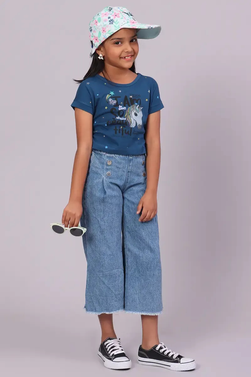 Cotton Printed Crop T-Shirt for Girl (3-16 Yrs)