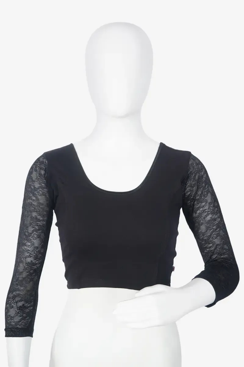 Cotton Lycra Netted Sleeve Readymade Blouse for Women