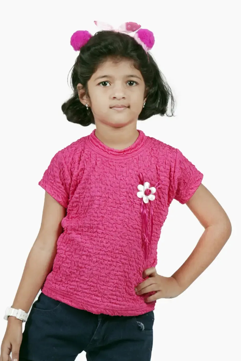 Cotton Lycra Blend Solid T-Shirt for Girl (2 - 14 Yrs)