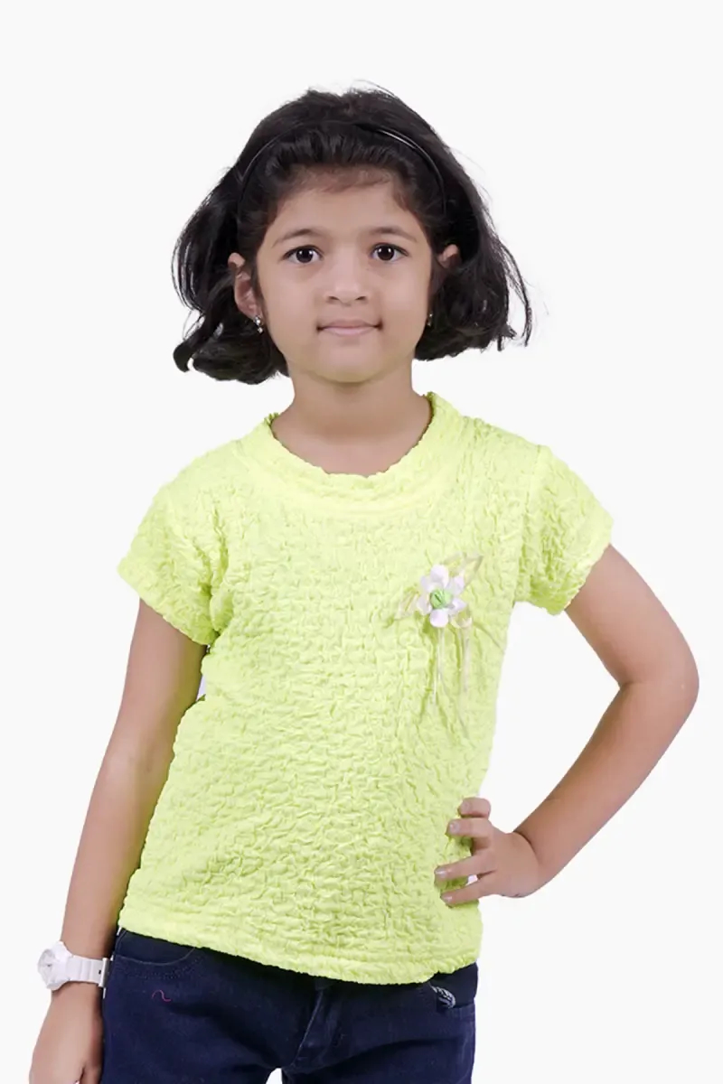 Cotton Lycra Blend Solid T-Shirt for Girl (2 - 14 Yrs)