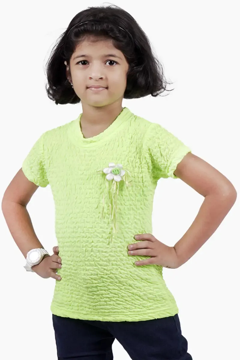 Cotton Lycra Blend Solid T-Shirt for Girl (2 - 14 Yrs)