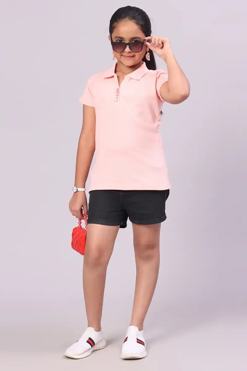 Cotton Solid Polo T-Shirt for Girl (3-16 Yrs)