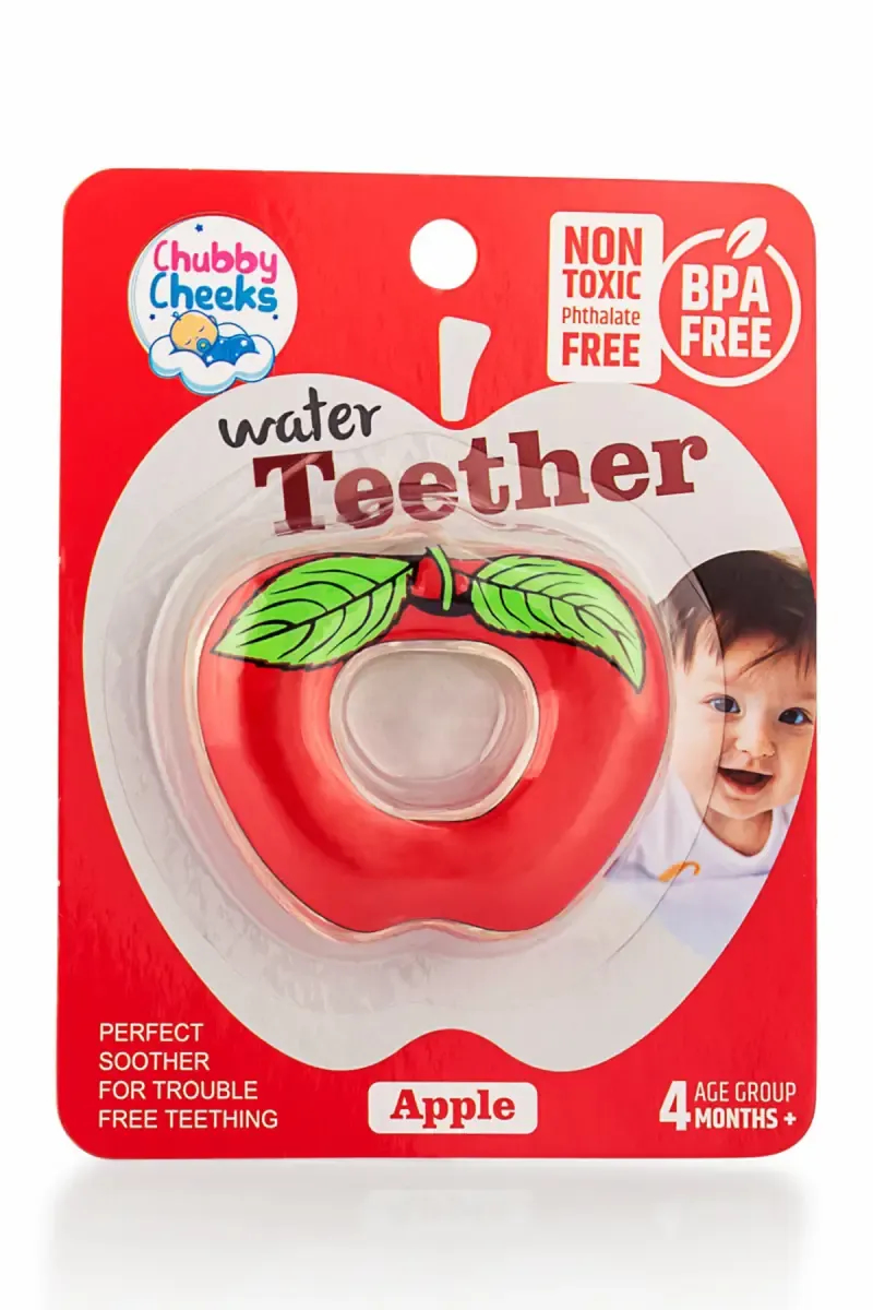 Sunny Chubby Cheeks Apple Shaped Water Teether for Babies (Red)