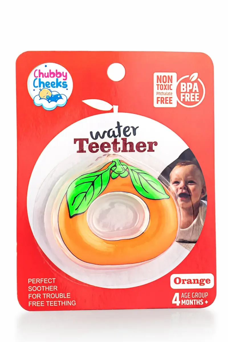 Sunny Chubby Cheeks Orange Shaped Water Teether for Babies (Orange)