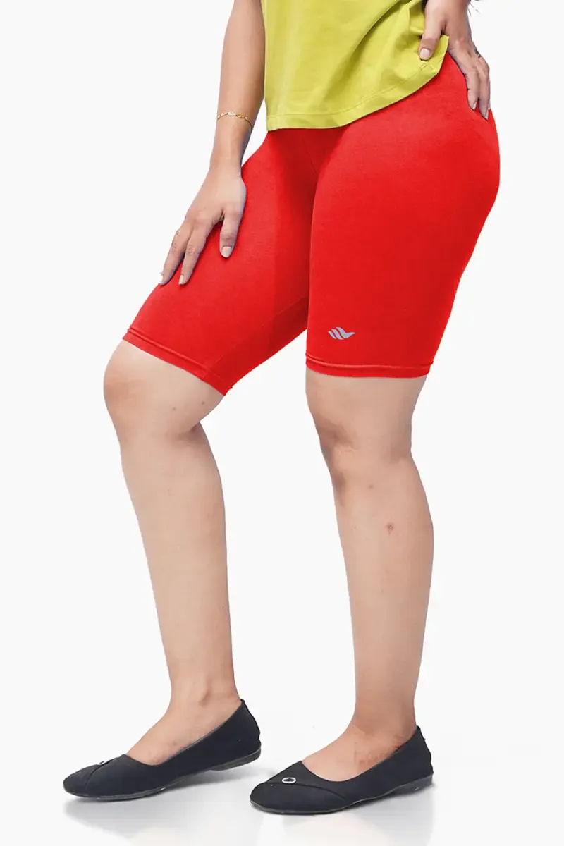 Cotton Lycra Blend Solid Yoga Shorts for Women