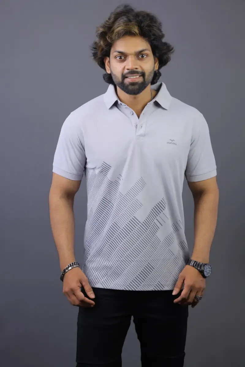 Men's Abstract Print Polo T-shirt