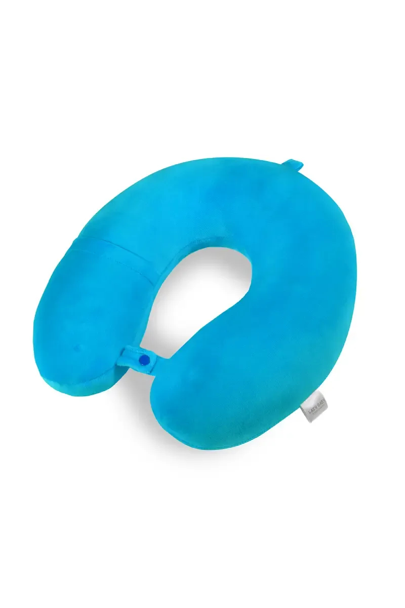 Lazy Baby Cotton Polyester Fibre Hook & Loop Neck Baby Pillow (Blue) 