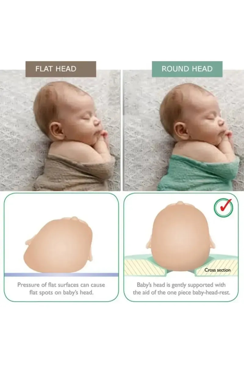 Lazy Baby Cotton Polyester Fibre Hook & Loop Neck Baby Pillow (Dark Blue)
