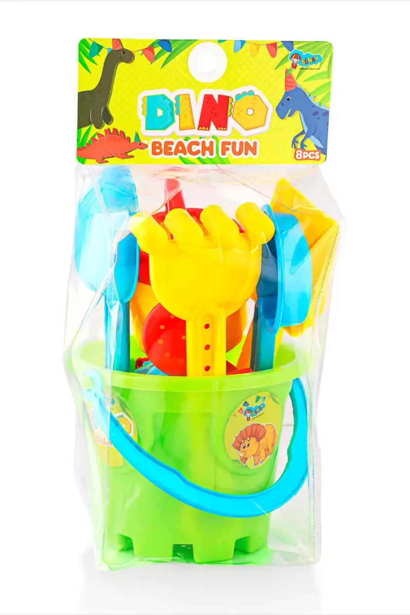 Sunny Dino Beach Fun Sand Toy Castle Play Set -8 Pcs