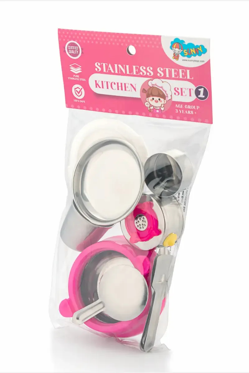 Girl's Stainless Steel Kitchenware Set - 8 Pc