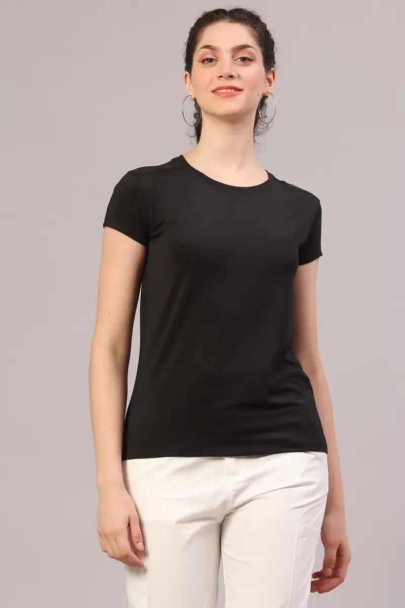 Cotton Blend Solid T-Shirt for Women