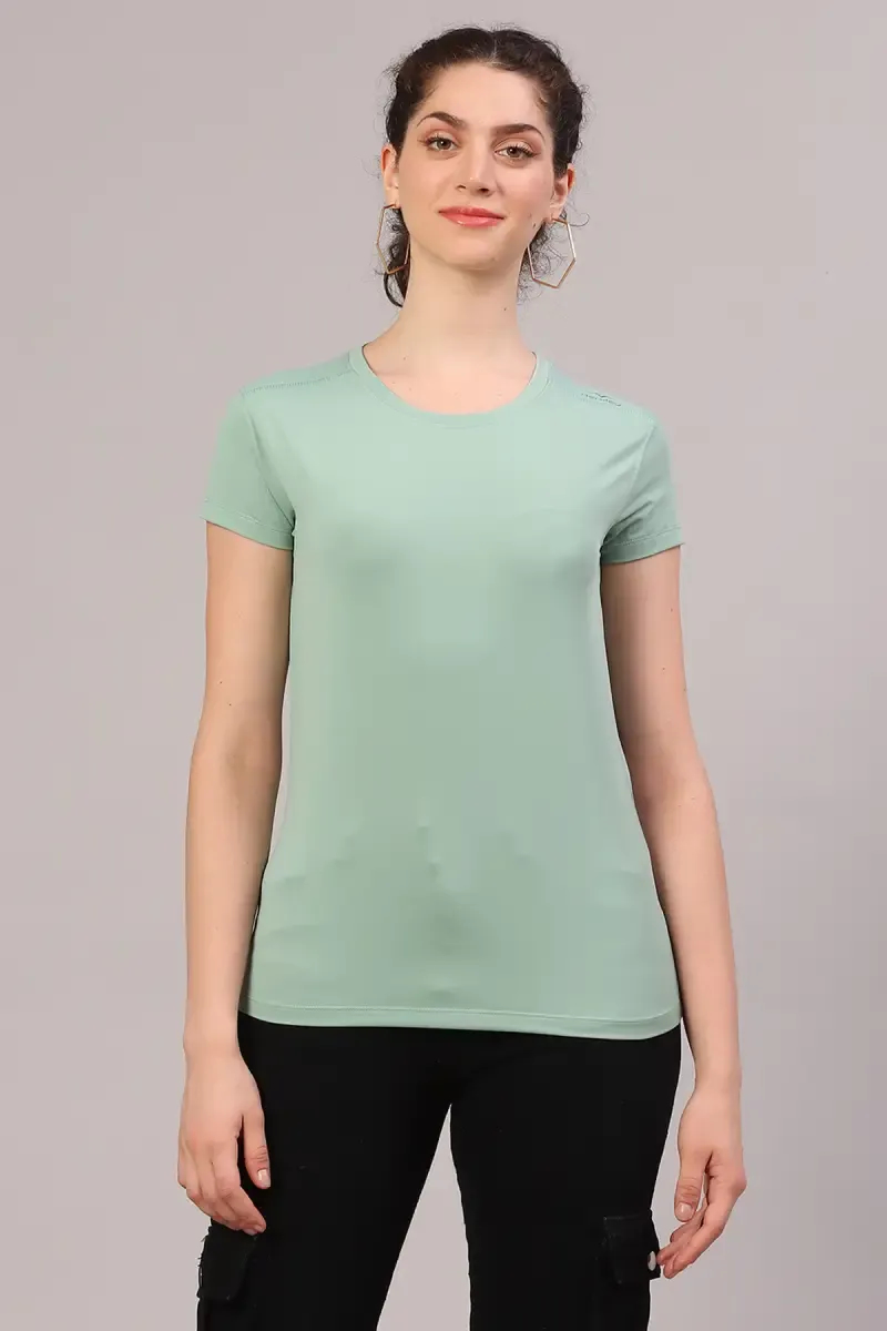 Cotton Blend Solid T-Shirt for Women