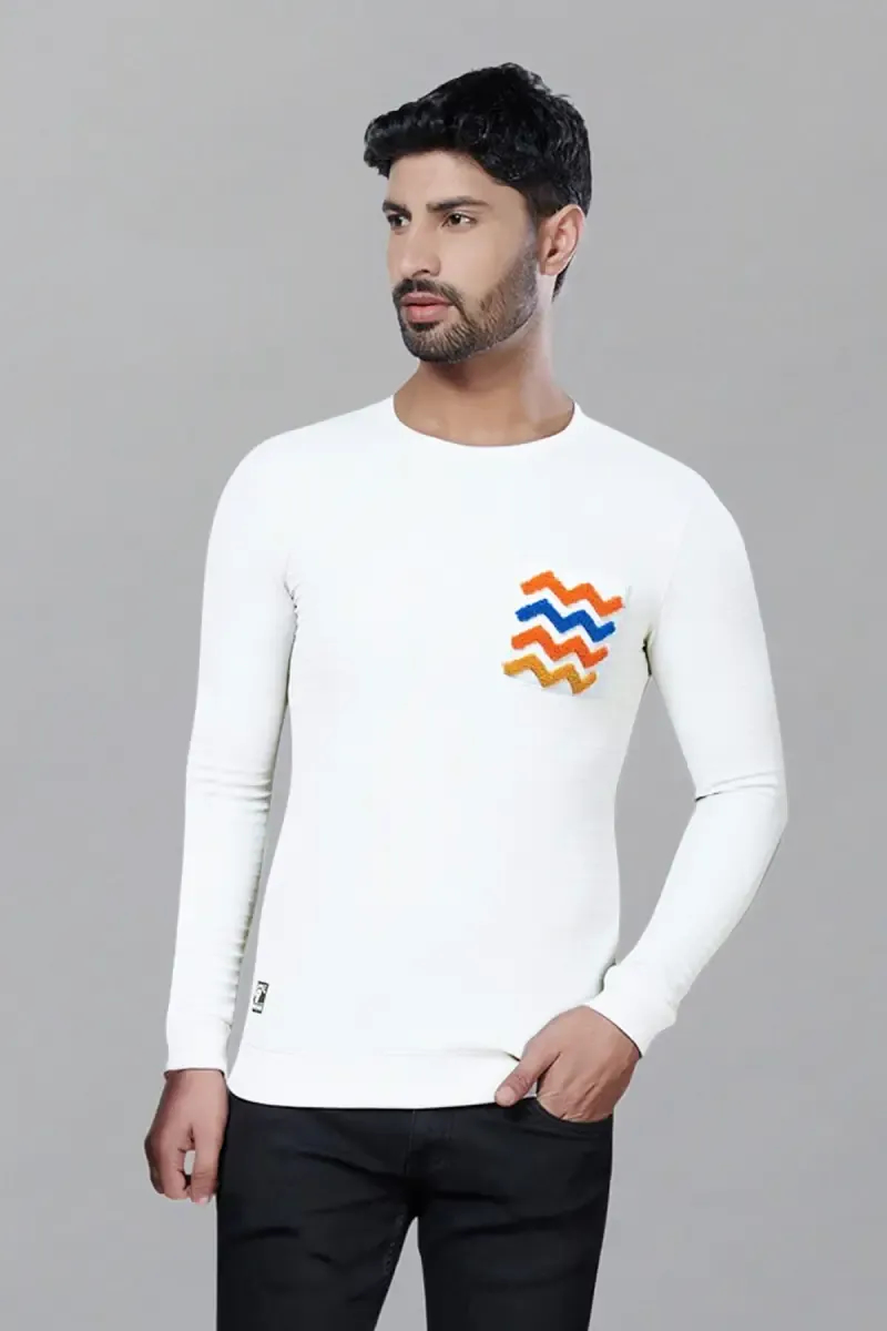 Men's Cotton Solid T-shirt with Embroidery