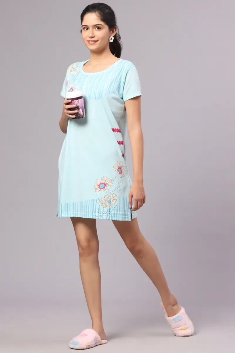 Cotton Printed Night Dress for Women