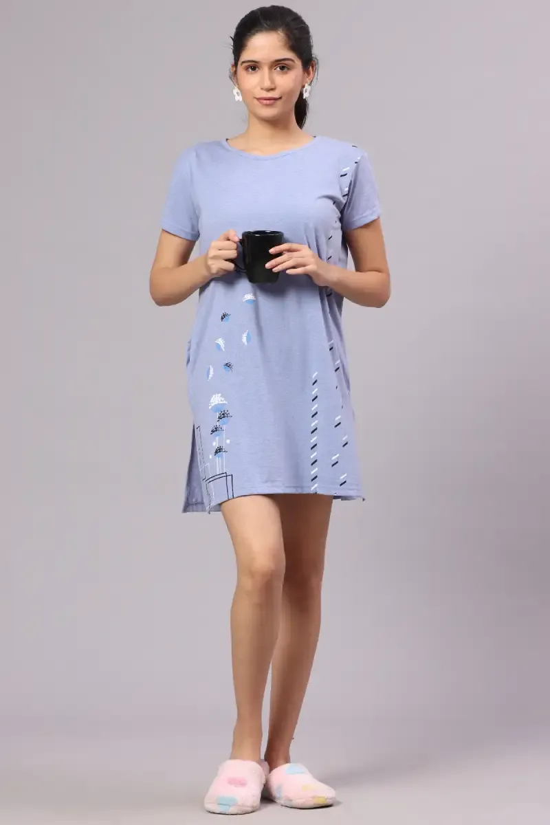 Cotton Printed Night Dress for Women