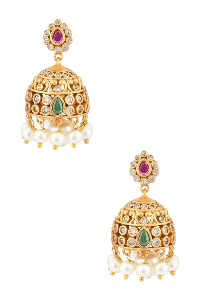 Ethnic Gold Plated Jhumki Earrings for Women