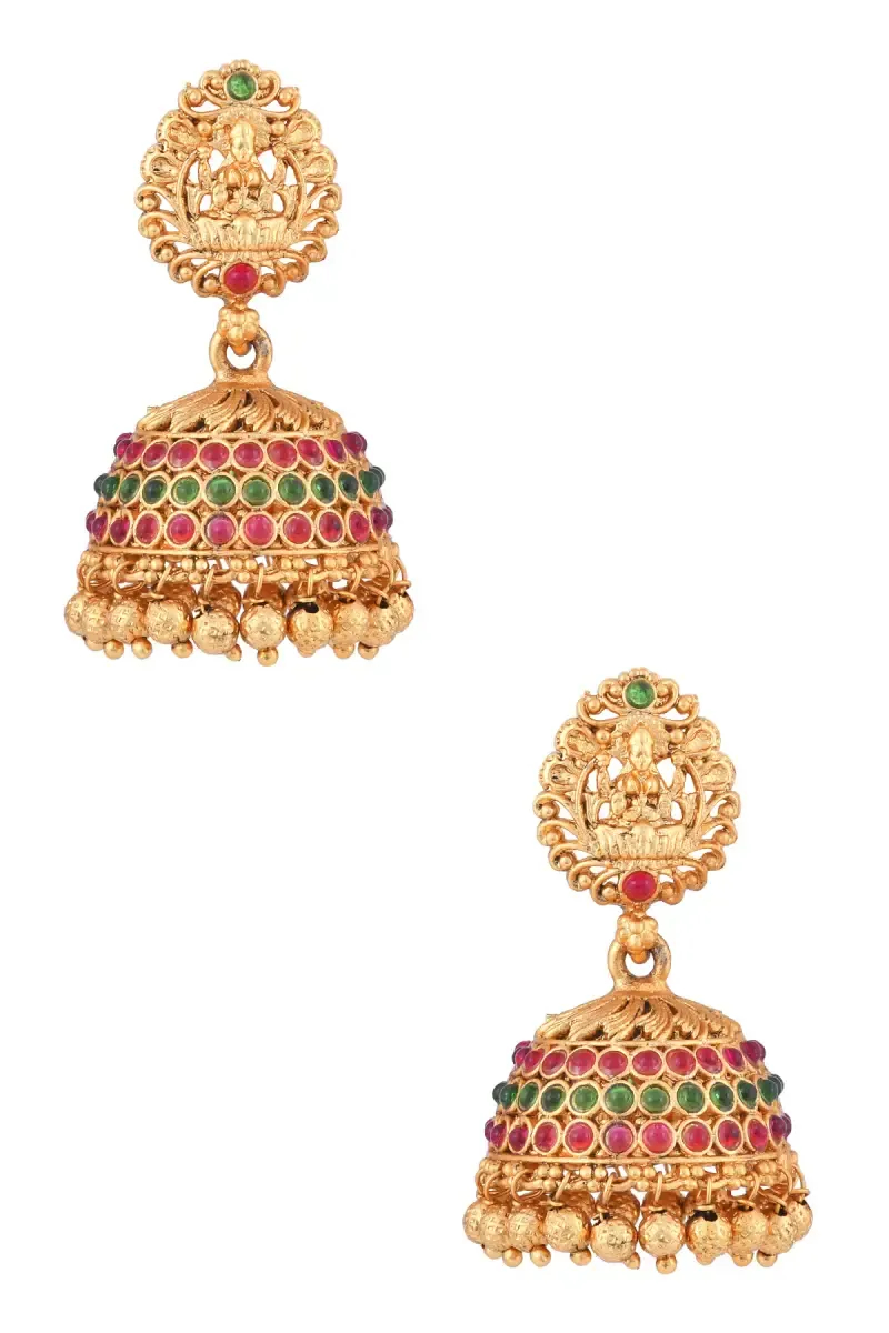 Gold Plated Lakshmi Design Jhumki Earrings for Women
